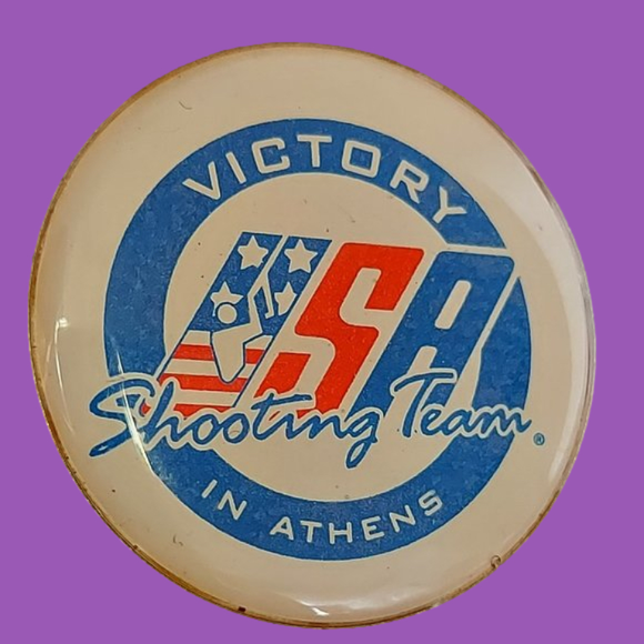 2004 Vintage USA Olympic Shooting Team Victory In Athens Greece Lapel Pin 1" - Picture 2 of 6